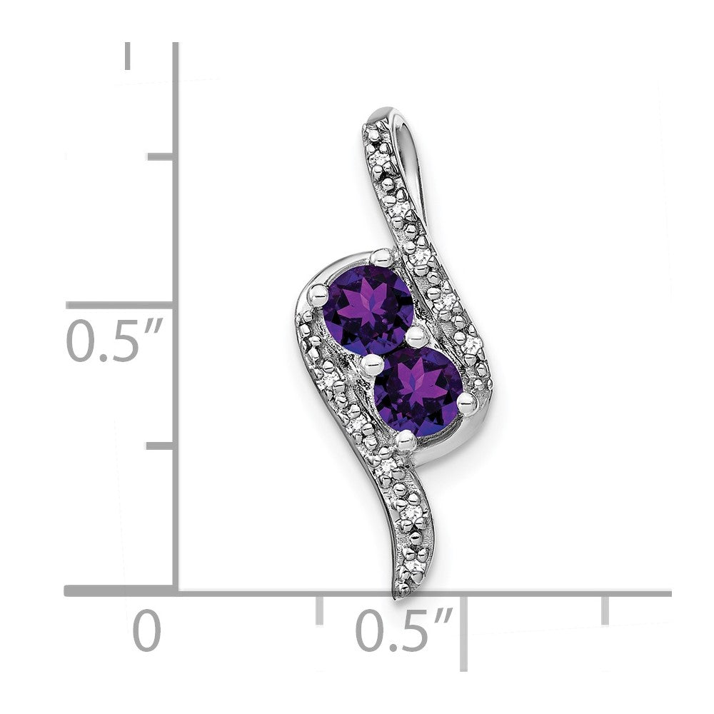 14k White Gold Amethyst and Diamond Chain Slide