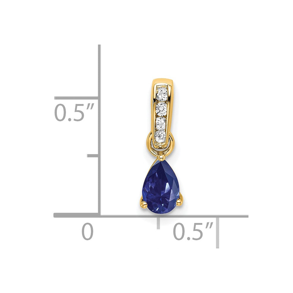 14K 6x4 Pear September/Lab Created Sapphire and Diamond Pendant
