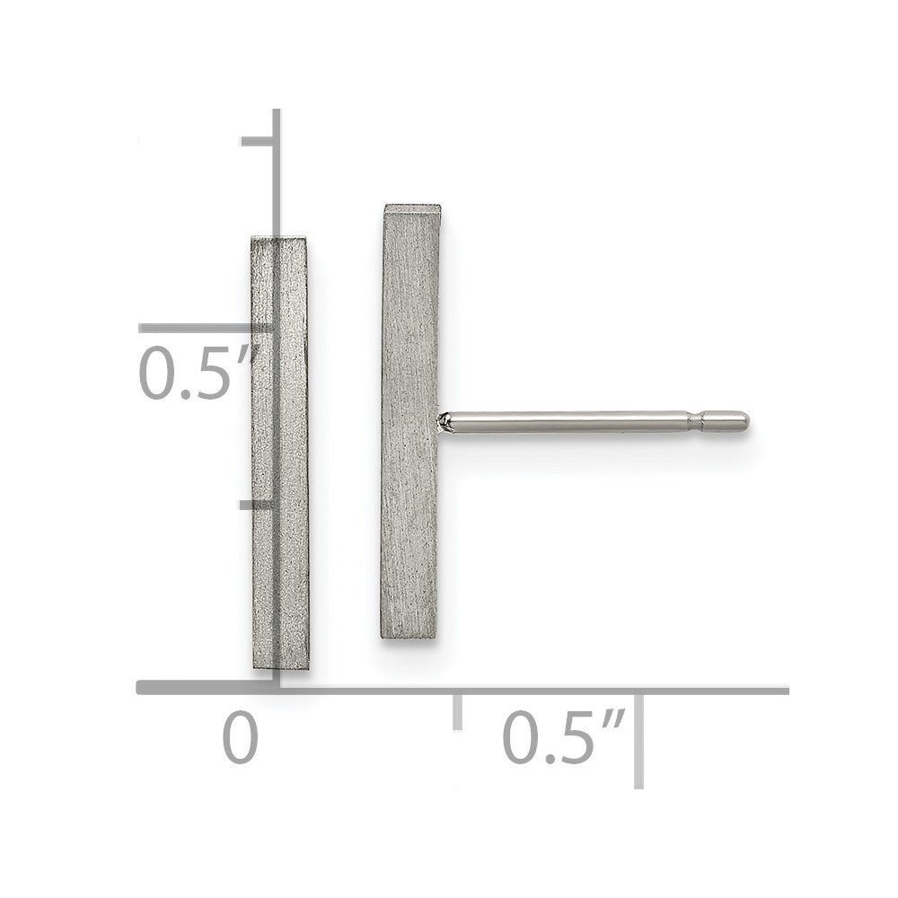Titanium Brushed Bar Post Earrings