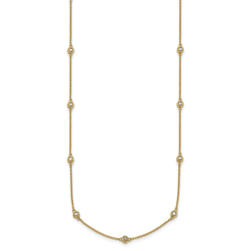 14k Complete 1/2 carat Bezel-set Diamond and Cable Chain 13-Station 16 inch Necklace