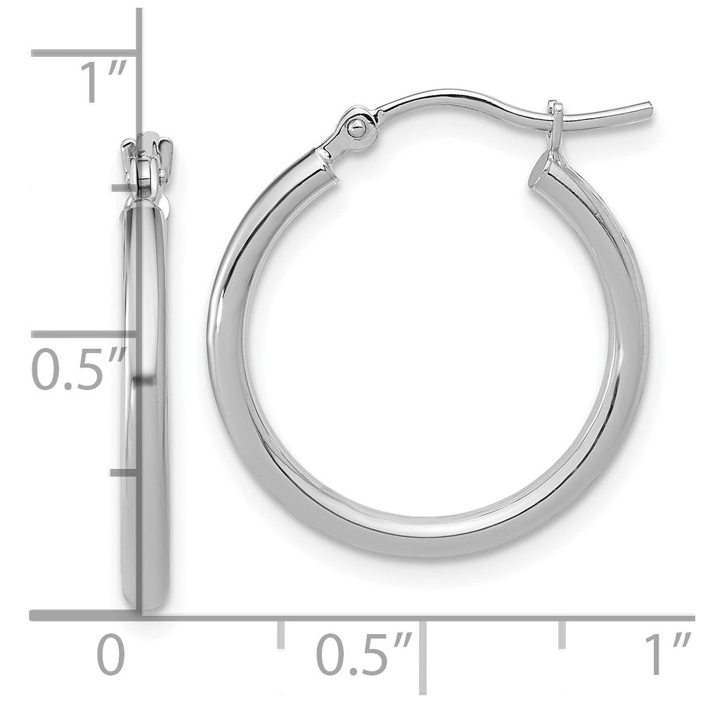 10K White Gold Polished Hinged Hoop Earrings