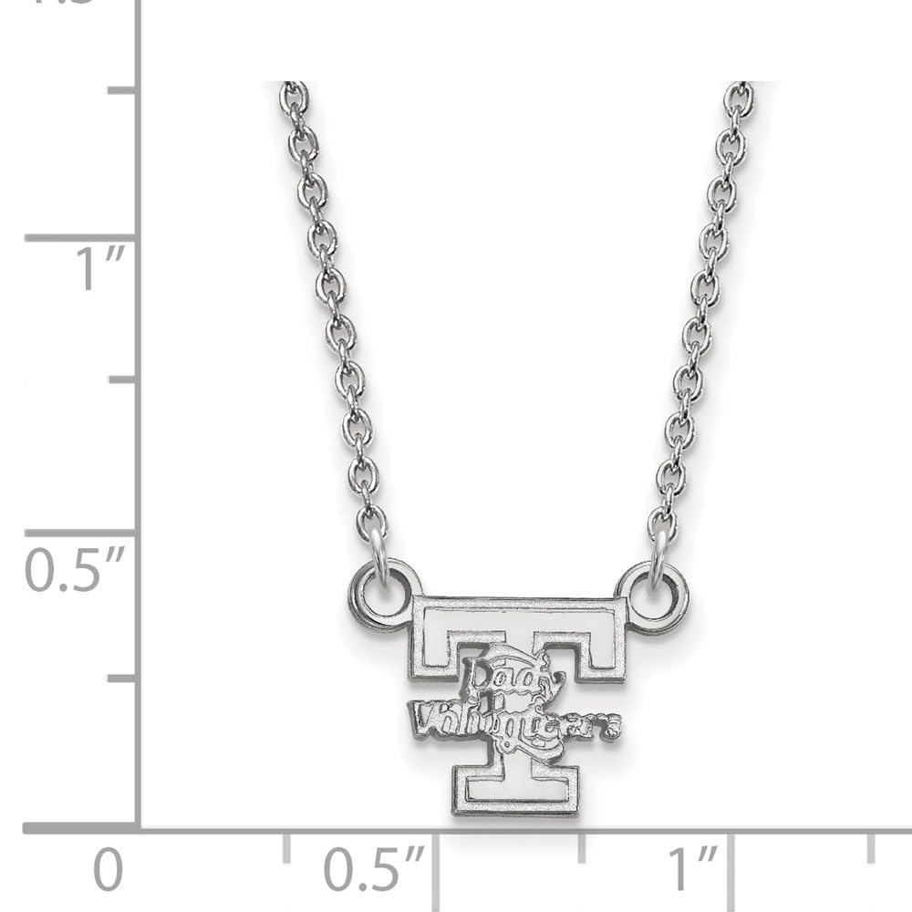 Sterling Silver Rhodium-plated LogoArt University of Tennessee Lady Volunteers Small Pendant 18 inch Necklace QSS054UTN-18