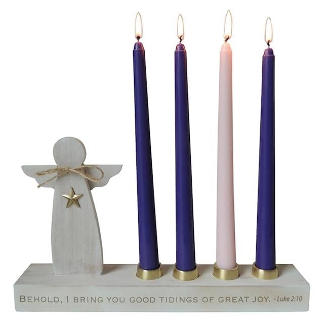 CA Gift 400853 12 x 2 x 7 in. Luke 2.10 Angel Advent Candle Holder with Candles