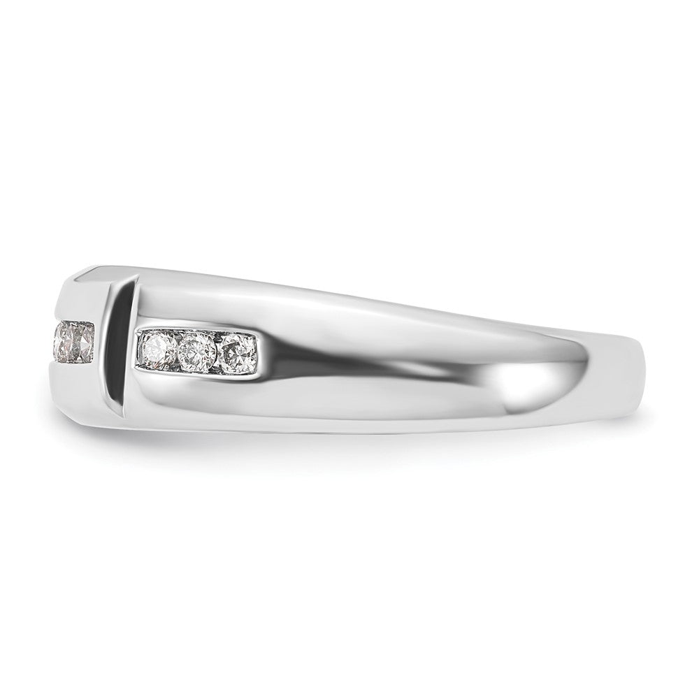 10K White Gold Polished Grooved Diamond Ring