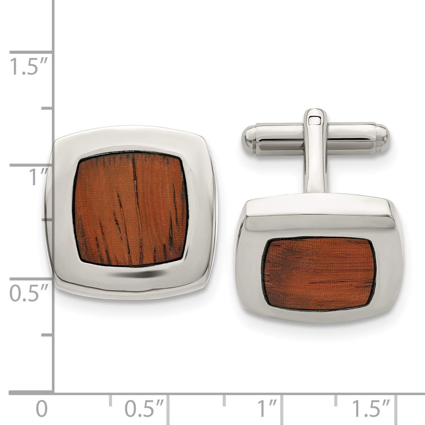 Stainless Steel Wood Inlay Cuff Links