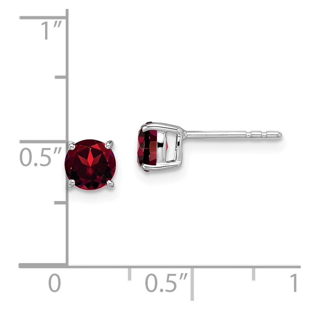 14k White Gold Round Garnet Earrings