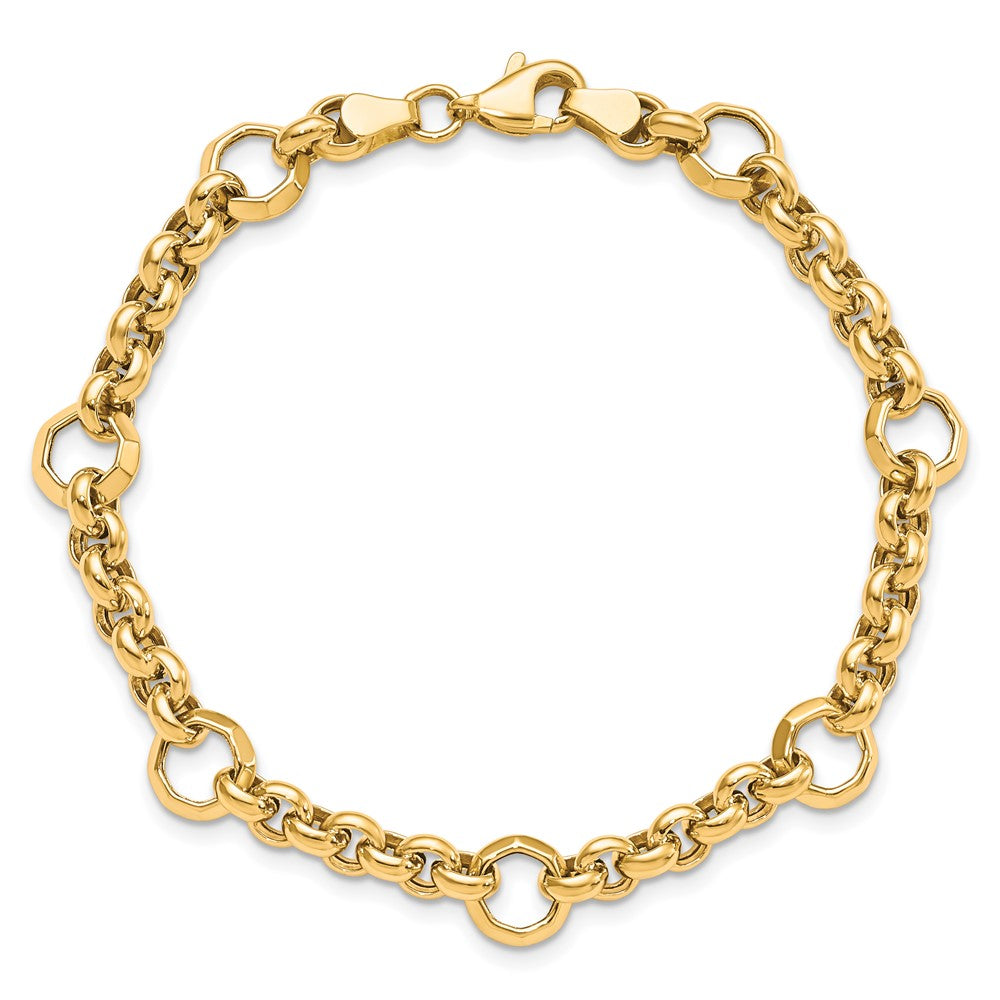 10K Polished D/C Fancy Link Bracelet 7.5  inches