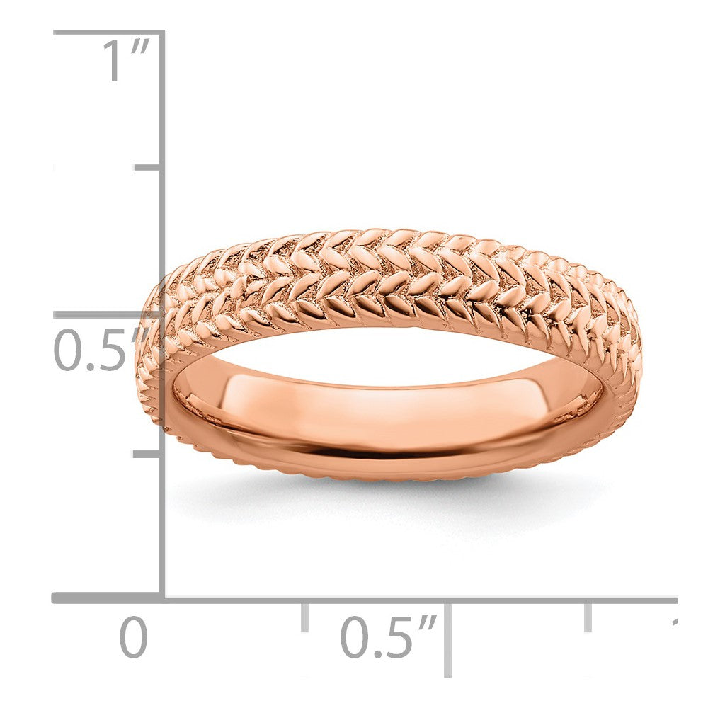 Sterling Silver Stackable Expressions Pink-plated Ring Size -5