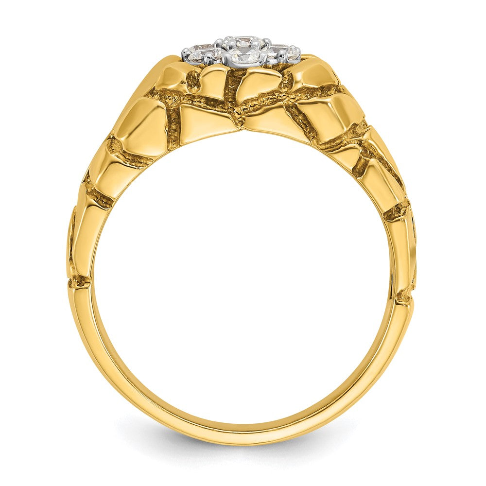 IBGoodman 14k Two-tone Men's Polished and Nugget Textured Round Cluster Ring Mounting