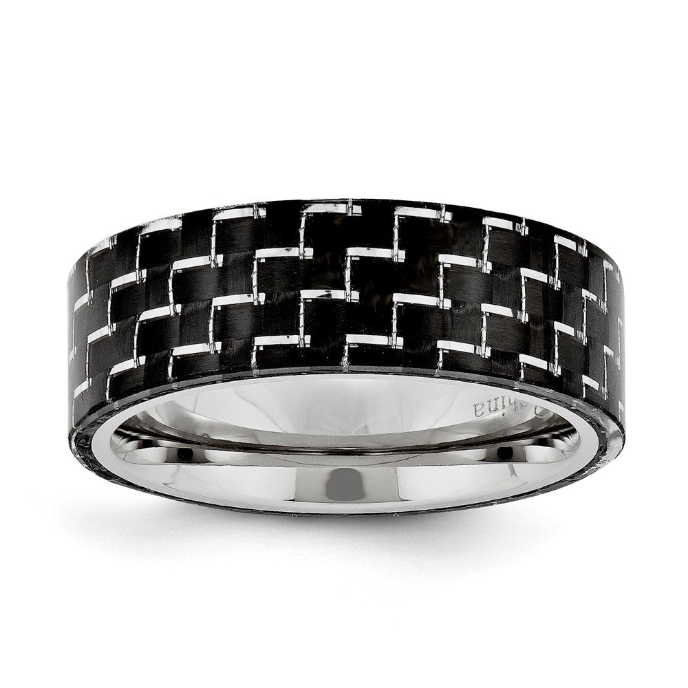 Stainless Steel 8MM Black Carbon Fiber Band