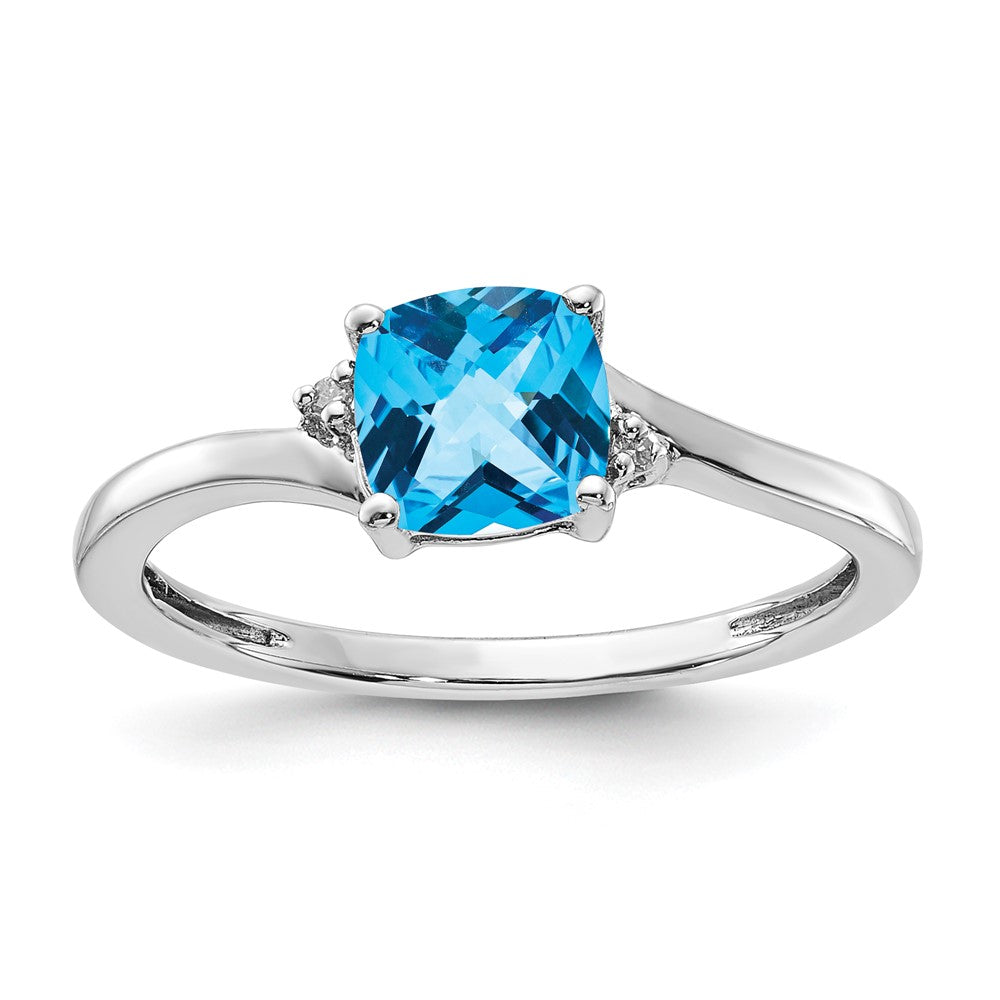 Sterling Silver ANC Blue Topaz & Diamond Ring