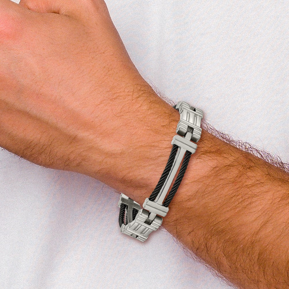 Titanium Polished Black IP-plated 8.5in Bracelet 8.5 inches