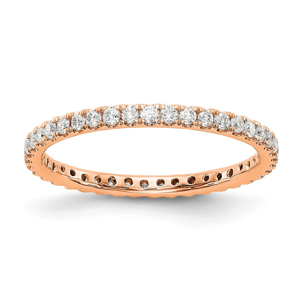 14k Rose Gold 1/2 carat Lab Grown Diamond VS/SI+ G+ Size 7 Shared Prong Eternity Band