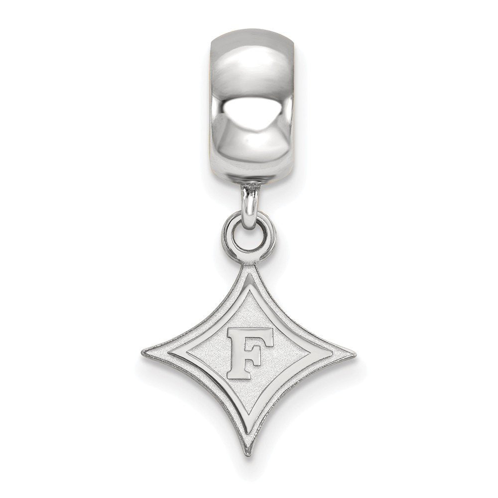 Sterling Silver Rhodium-plated LogoArt Furman University Small Dangle Bead Charm