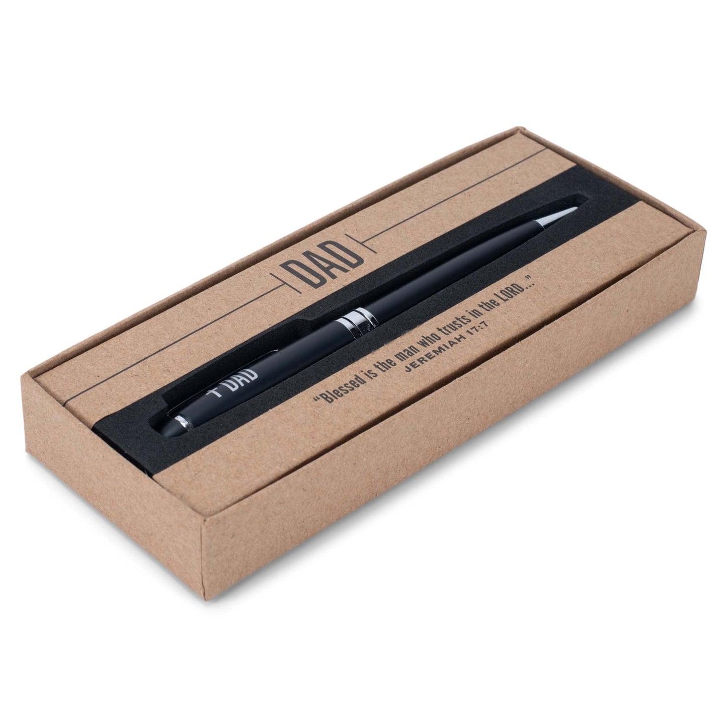 Lighthouse Christian Products Dad Cross And Verse Black Twist Pen in Kraft Gift Box