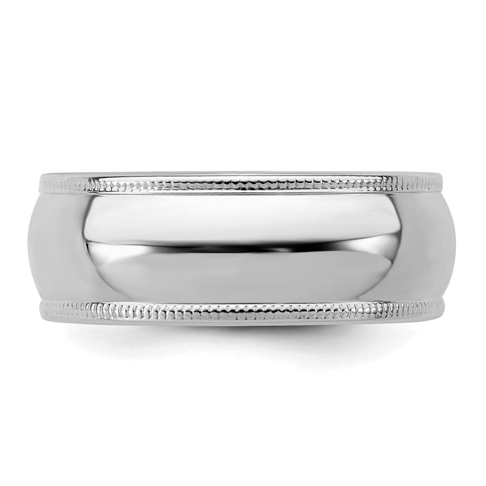 Sterling Silver Rhodium-plated 7mm Half Round Milgrain Size 5 Band