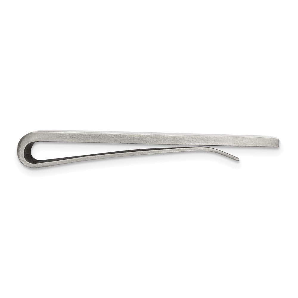 Stainless Steel Sterling Silver Inlay Brushed with CZ Money Clip