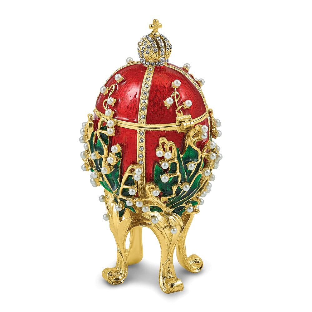 Luxury Giftware by Jere Bejeweled BEAD BLISS (Plays Fur Elise) Musical Egg Trinket Box Plays with Matching 18 inch Necklace