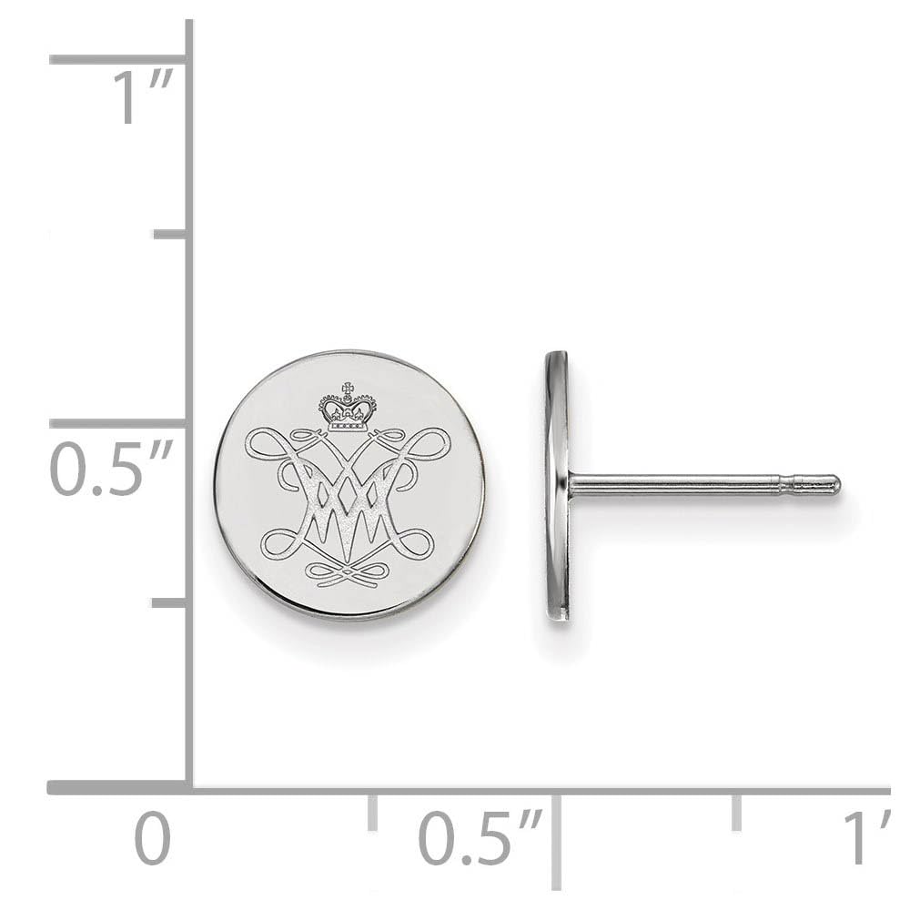 Sterling Silver Official Licensed Collegiate William And Mary Small Disc Earrings