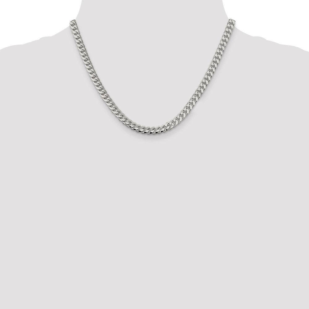 Sterling Silver 6mm Domed w/ Side D/C Curb Chain 18 Inches