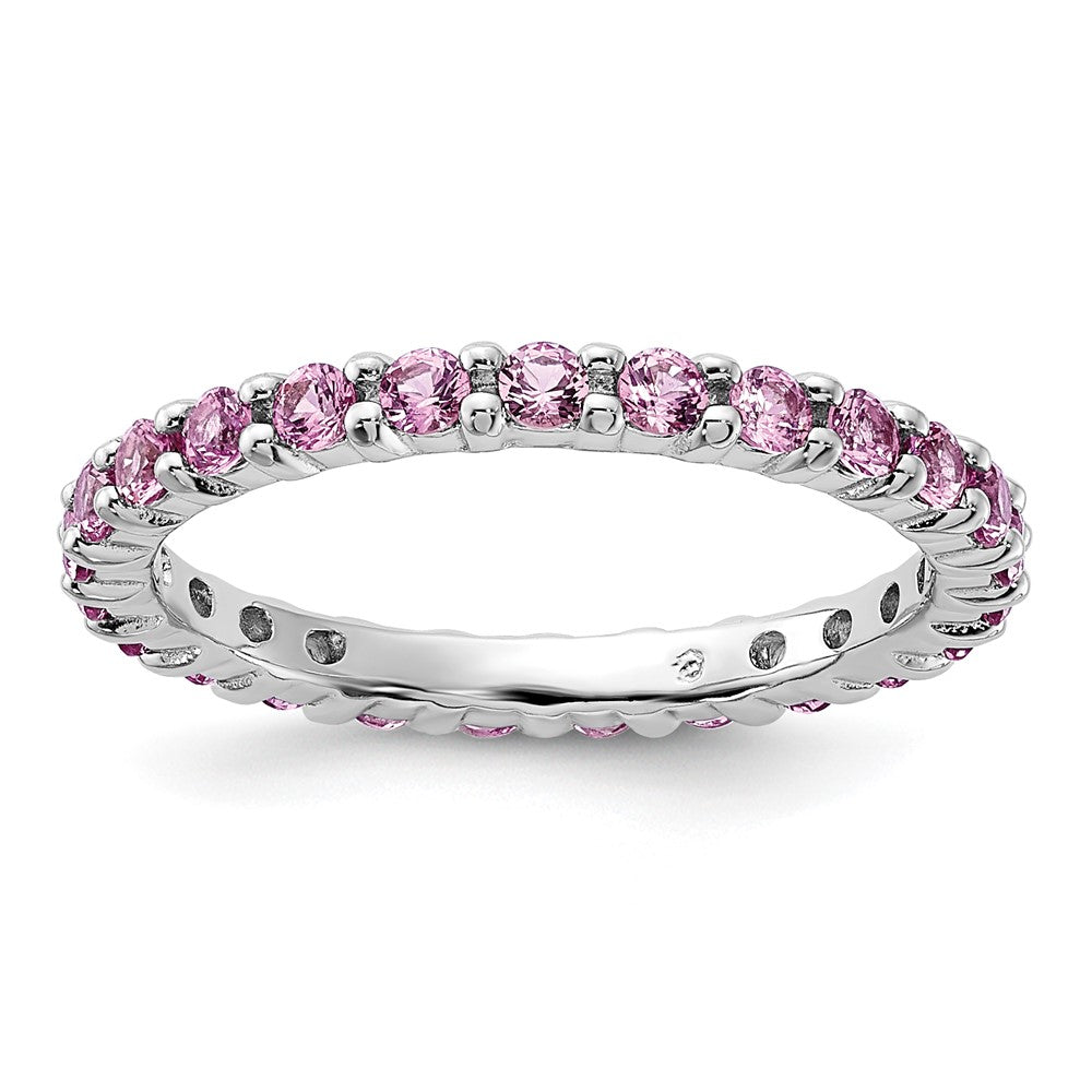 Sterling Silver Stackable Expressions Created Pink Sapphire Ring