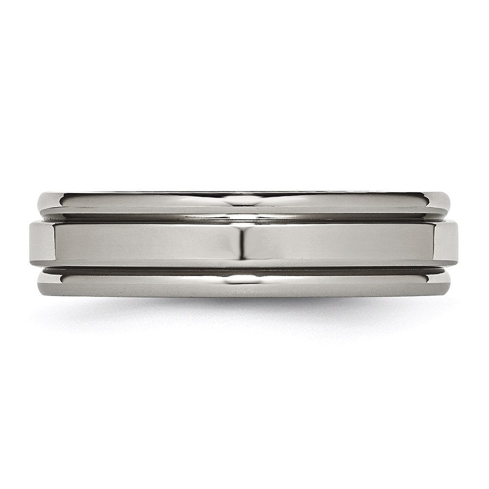 Titanium Polished 6mm Grooved Edge Band Size - 12.5