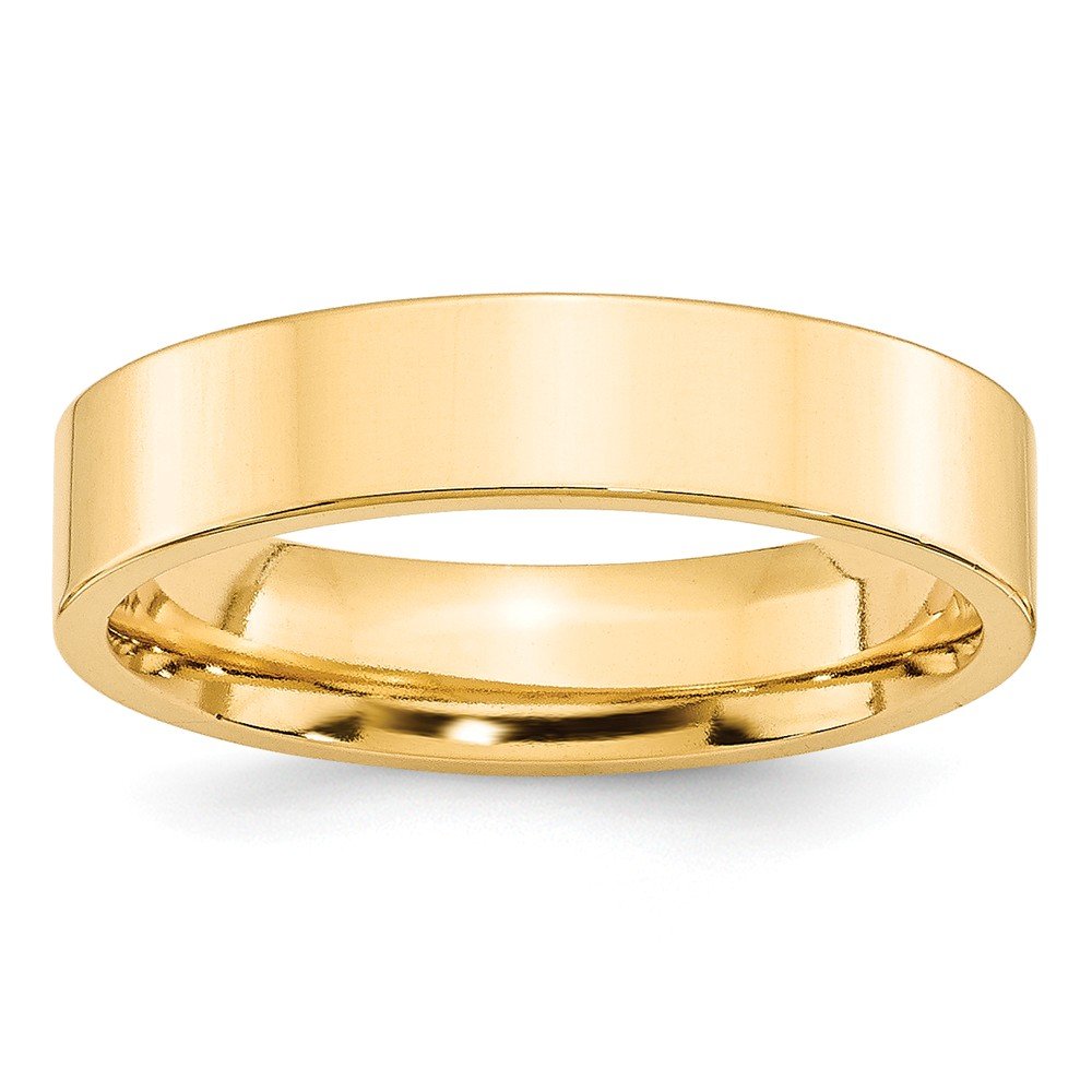 14k Yellow Gold 5mm Standard Weight Flat Comfort Fit Wedding Band Size 6.5
