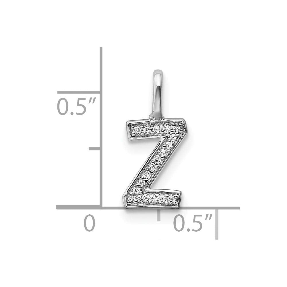14K White Gold Diamond 0.058-CT Lower Case Style Z Initial Charm
