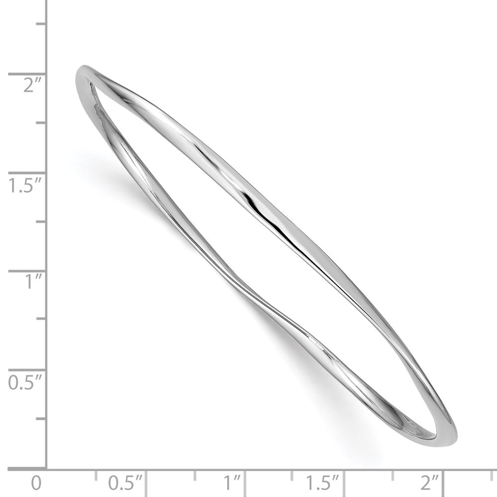 Sterling Silver Rhodium-plated 2.25mm Bangle 8 inches