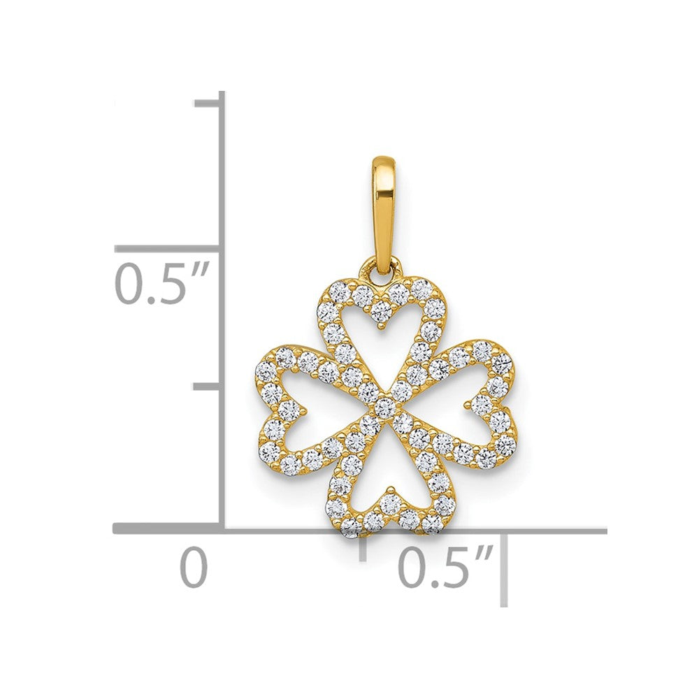 10k Polished CZ Four-leaf Clover Pendant