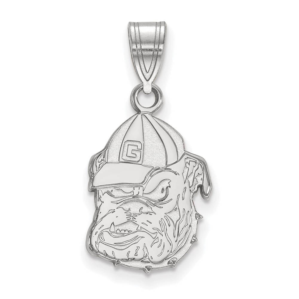 Sterling Silver Rhodium-plated LogoArt University of Georgia Bulldog Medium Pendant QSS045UGA