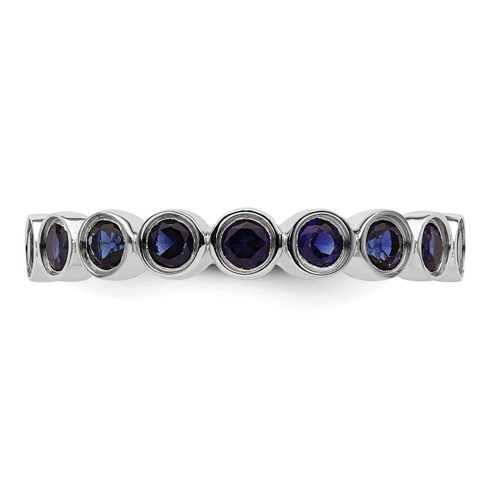 Sterling Silver Stackable Expressions Created Sapphire Ring Size -9
