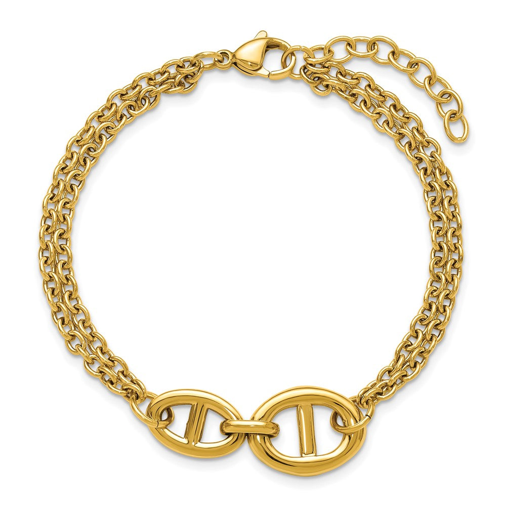Chisel Stainless Steel Polished Yellow IP-plated Two-Strand 7 inch Plus a 1.25 inch Extension Bracelet 8.25 inches