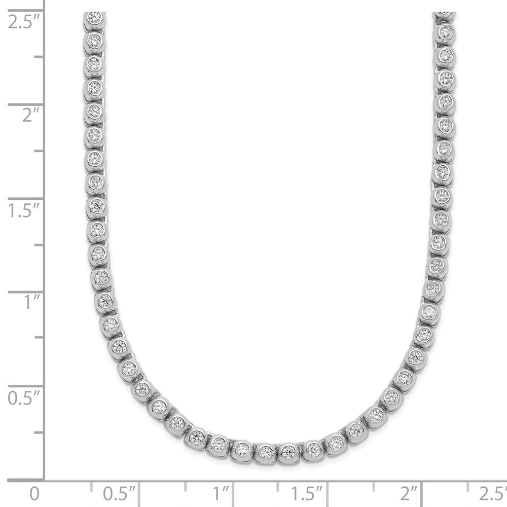 Sterling Shimmer Sterling Silver Rhodium-plated Bezel Set 1.7mm CZ 135 Stone 17 inch Necklace 17 Inches