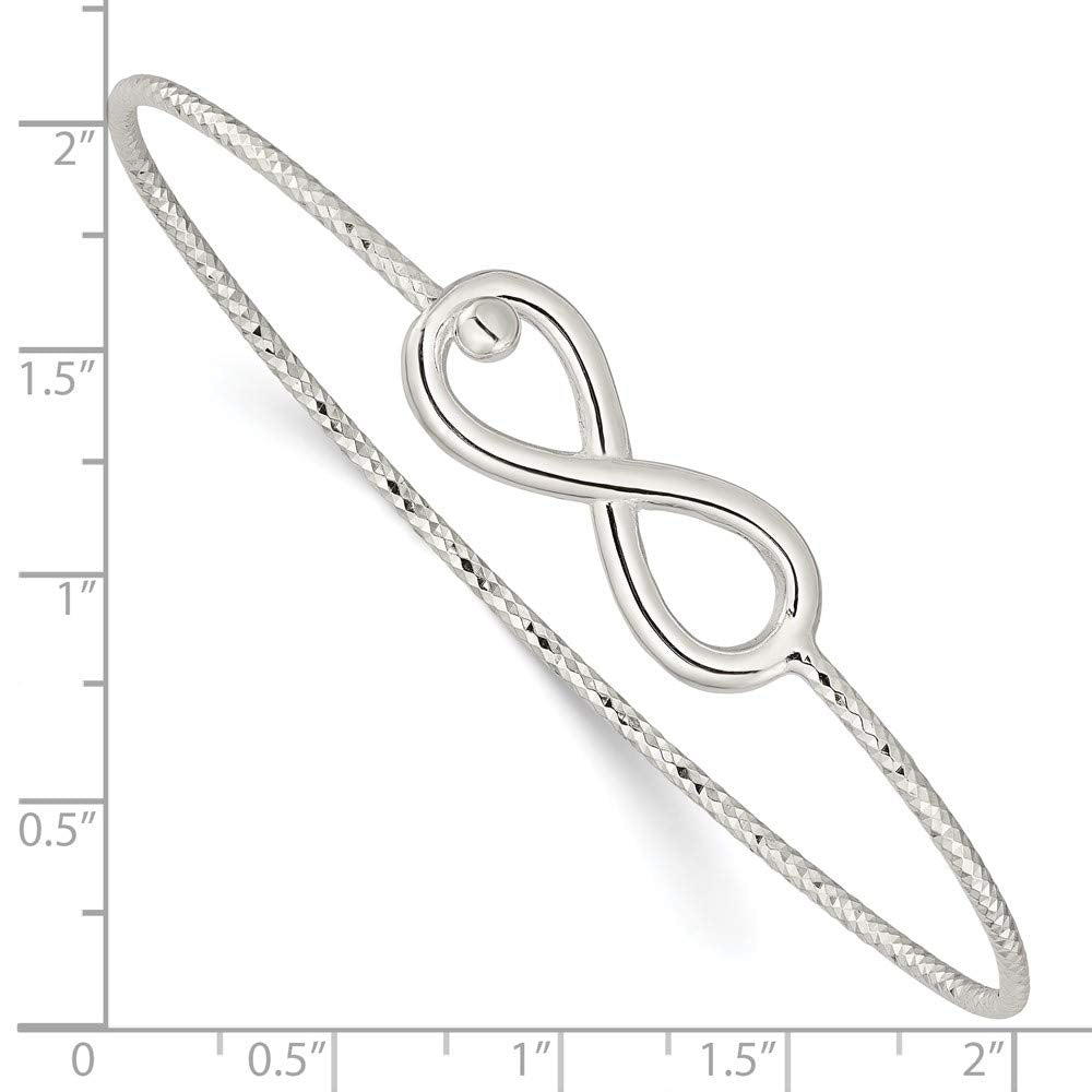 Sterling Silver Diamond Cut Infinity Interlocking Bangle Bracelet