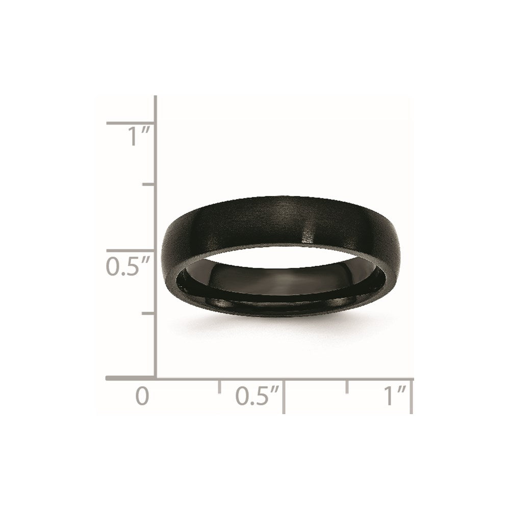 Stainless Steel 5mm Black IP-plated Brushed Band Size - 6