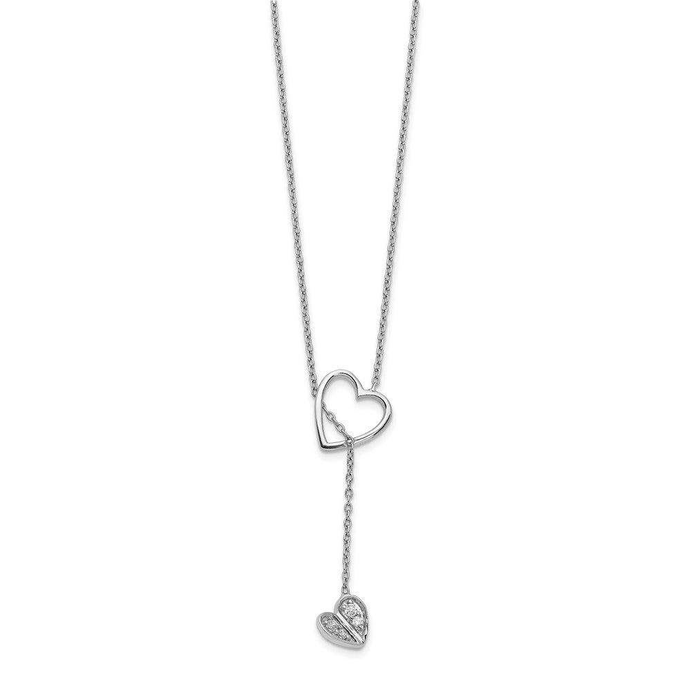14k White Gold Diamond Heart w/dangle 18 inch Necklace