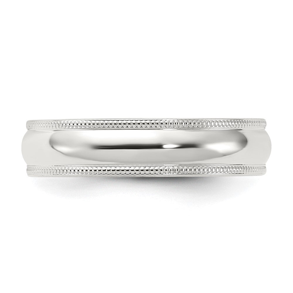 Sterling Silver 5mm Comfort Fit Half Round Milgrain Size 6.5 Band