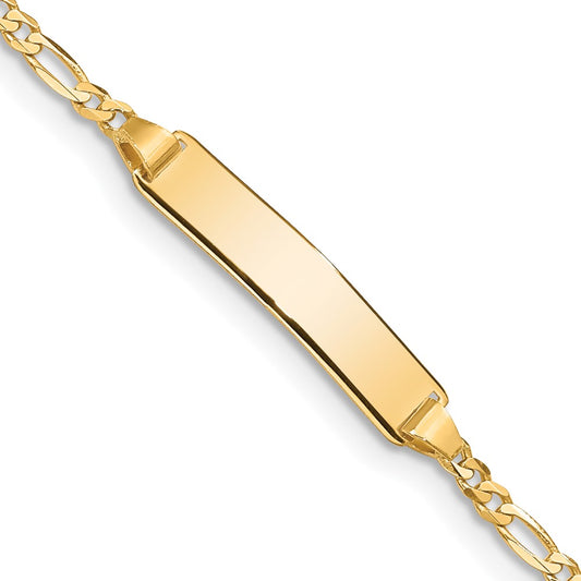 14k Figaro Link ID Bracelet 8  inches