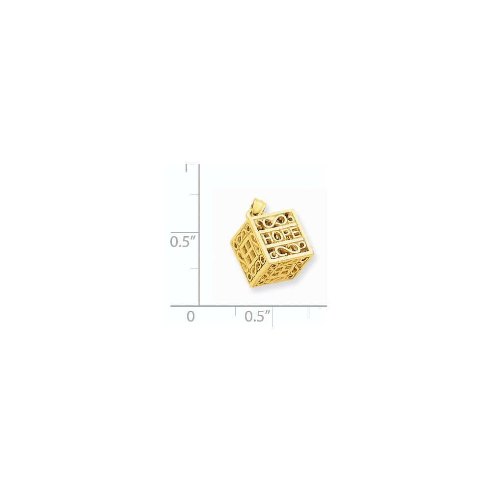 14K 3D Faith and Hope Prayer Box Charm