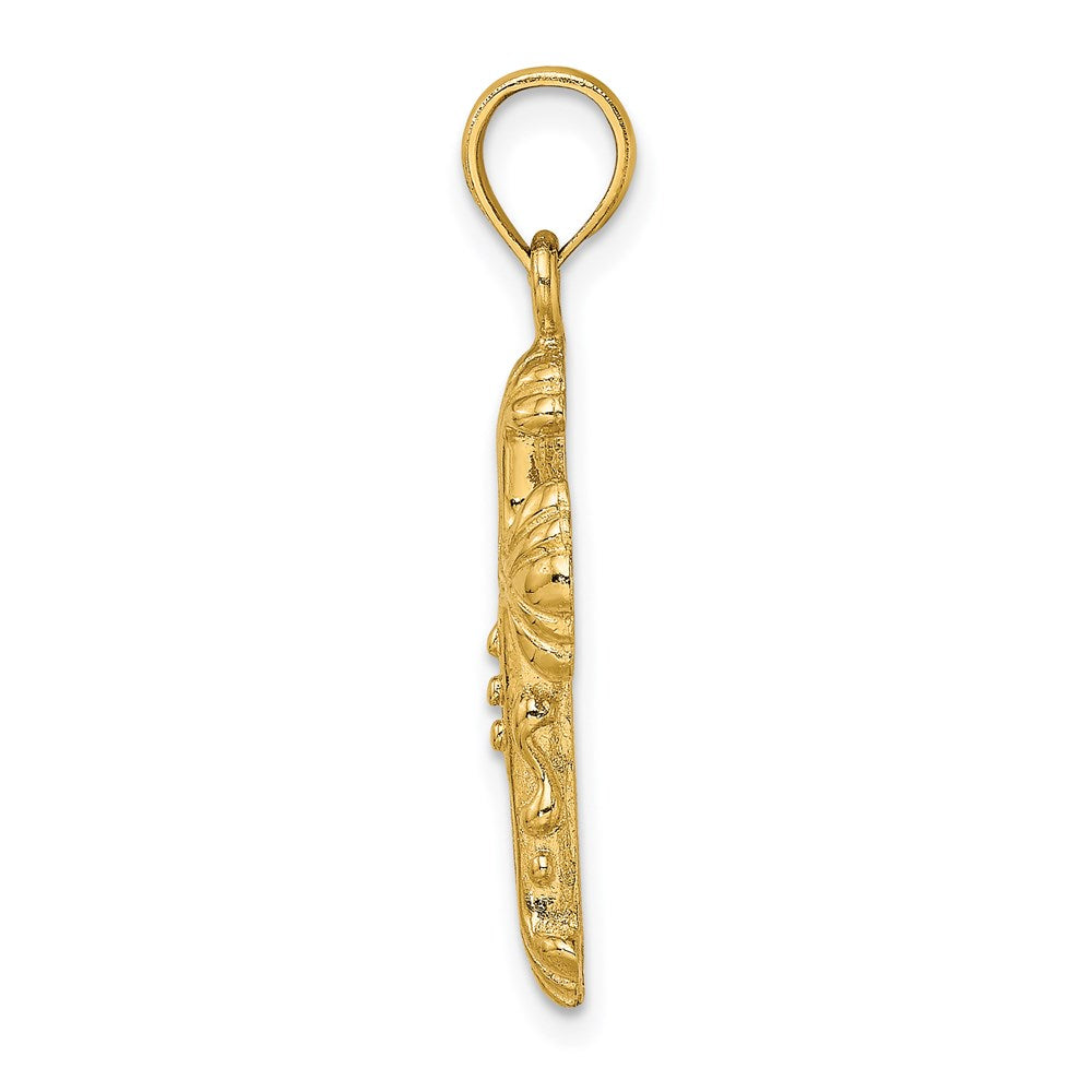 14K Polished and Textured Cross Charm