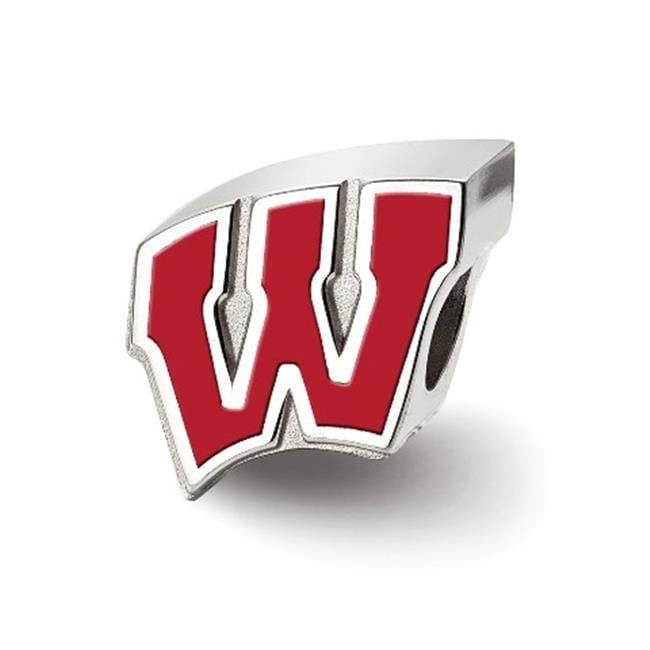 Sterling Silver University of Wisconsin W Enameled Bead Charm