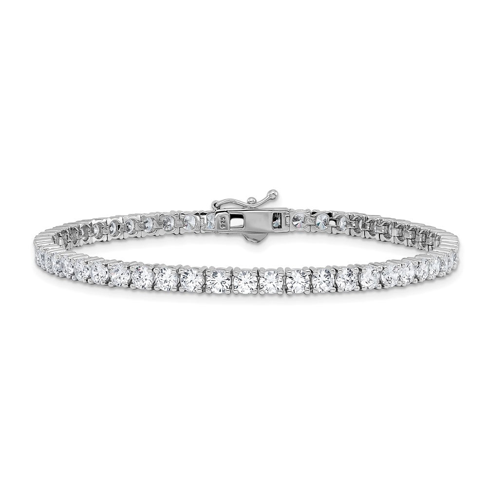 Sterling Shimmer Sterling Silver Rhodium-plated 3.5mm CZ 54 Stone 8 inch Bracelet 8 inches