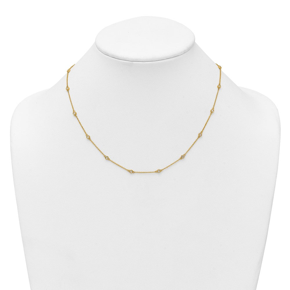 14k Complete 1/3 carat Bezel-set Diamond and Cable Chain 18-Station 18 inch Necklace