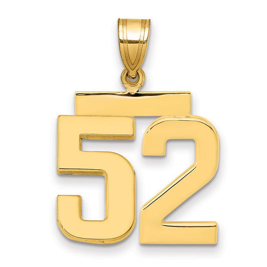 14k Medium Polished Number 52 Charm