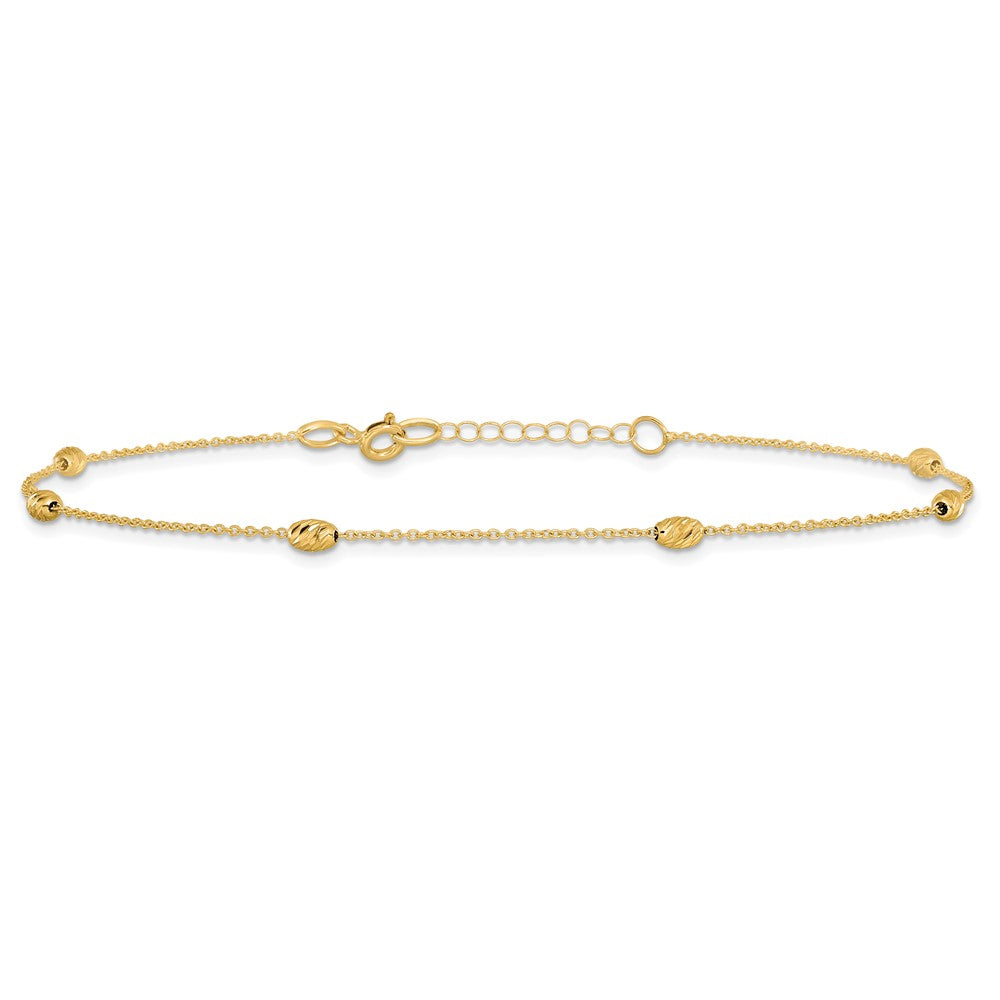 14K Polished and D/C with 1in ext. Anklet