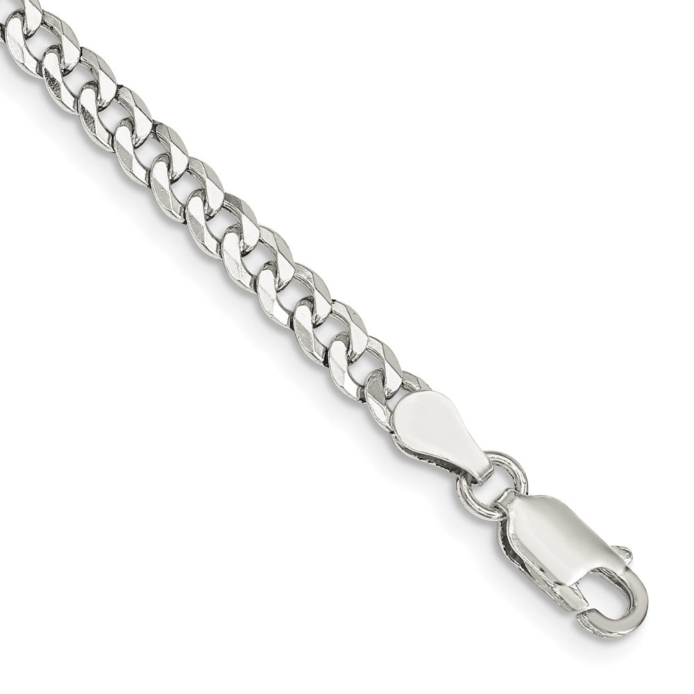 Sterling Silver 4mm Beveled Curb Chain 7 inches