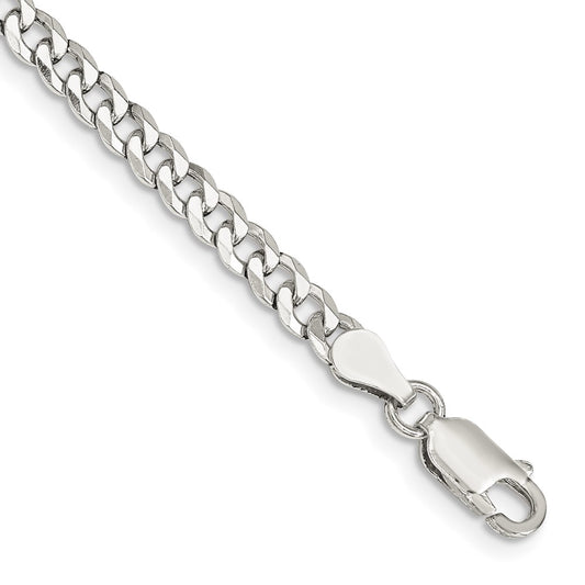 Sterling Silver 4mm Beveled Curb Chain 7 inches