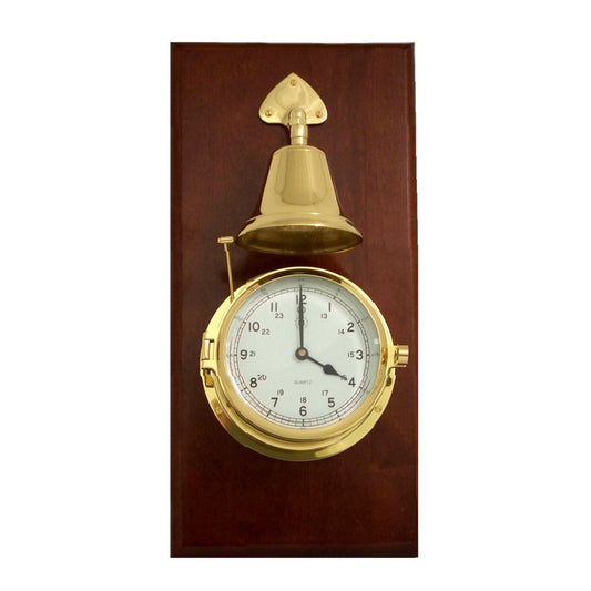 Bey-Berk Brass Striking Clock with Bell on Mahogany - Tarnish Proof