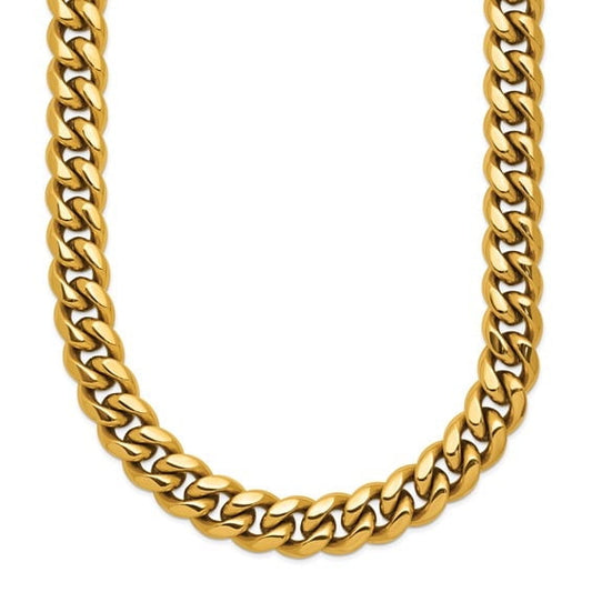 Chisel Polished 8mm Yellow Gold-Plated Stainless Steel Curb Link Necklace, 24 Inches